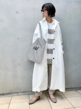 「秋トレンド2021」｜「アイテム（ステンカラーコート）」を使った、なな☺︎さん（レディース・155cm）の秋コーディネート
