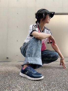 「CENE（セネ）の【CENE】セネ/ ビッククロスリング（リング）」を使った、なな☺︎さん（レディース・155cm）の夏コーディネート