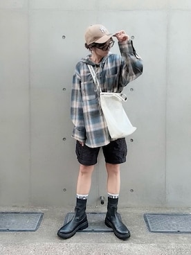 「アイテム（ブーツ）」を使った、なな☺︎さん（レディース・155cm）の夏コーディネート