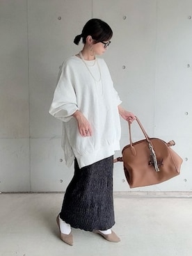 「アイテム（ボストンバッグ）」を使った、なな☺︎さん（レディース・155cm）の秋コーディネート