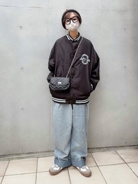 「tiptop」｜「アイテム（スタジャン）」を使った、なな☺︎さん（レディース・155cm）の秋コーディネート