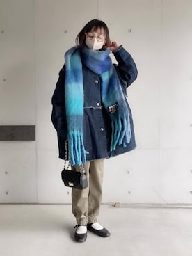 「ノーカラージャケット」｜「アイテム（バレエシューズ）」を使った、なな☺︎さん（レディース・155cm）の冬コーディネート