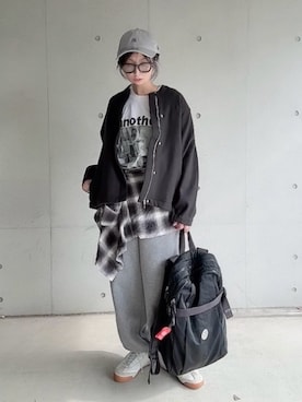 「アイテム（ノーカラージャケット）」を使った、なな☺︎さん（レディース・155cm）の秋コーディネート