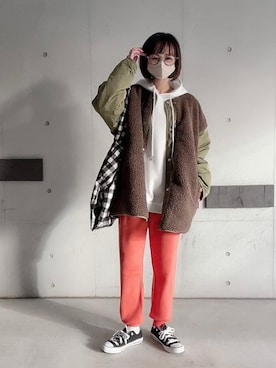 「copine」｜「アイテム（その他アウター）」を使った、なな☺︎さん（レディース・155cm）の冬コーディネート