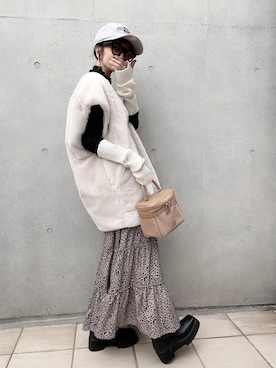 「RECTANGLE」｜「アイテム（ハンドバッグ）」を使った、なな☺︎さん（レディース・155cm）の秋コーディネート