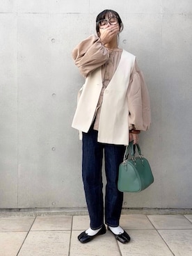 「マムジーンズ」｜なな☺︎さん（レディース・155cm）の冬コーディネート