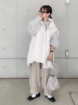 「重ね着ベストシーズン」｜「アイテム（ダウンジャケット/コート）」を使った、なな☺︎さん（レディース・155cm）の秋コーディネート