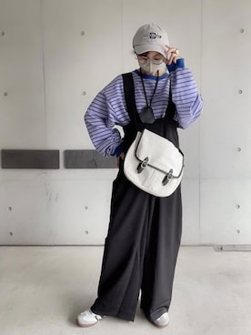 「select MOCA by son（セレクトモカバイソン）のアイテム（オールインワン・サロペット）」を使った、なな☺︎さん（レディース・155cm）の春コーディネート