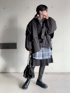 「今日のコスメと服」｜「アイテム（ダウンジャケット/コート）」を使った、なな☺︎さん（レディース・155cm）の秋コーディネート