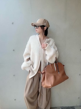 「アイテム（キャップ）」を使った、なな☺︎さん（レディース・155cm）の冬コーディネート