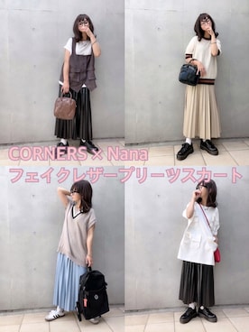 「アコーディオンプリーツ」｜「アイテム（スカート）」を使った、なな☺︎さん（レディース・155cm）の夏コーディネート