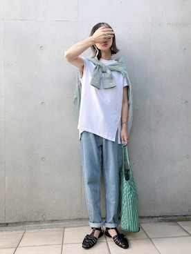 「OMNES（オムネス）のアイテム（バッグ）」を使った、なな☺︎さん（レディース・155cm）の夏コーディネート