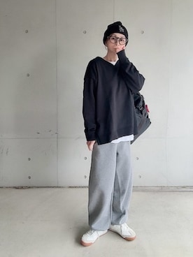 「アイテム（スウェットパンツ）」を使った、なな☺︎さん（レディース・155cm）の冬コーディネート