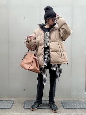 「アイテム（ダウンジャケット/コート）」を使った、なな☺︎さん（レディース・155cm）の秋コーディネート