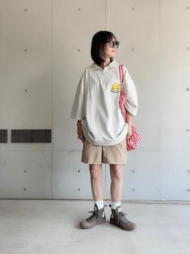 「SMILEY FACE（スマイリーフェイス）のアイテム」を使った、なな☺︎さん（レディース・155cm）の夏コーディネート
