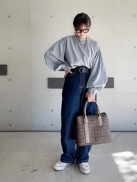 「CENE（セネ）の【CENE】セネ/ ビッククロスリング（リング）」を使った、なな☺︎さん（レディース・155cm）の冬コーディネート