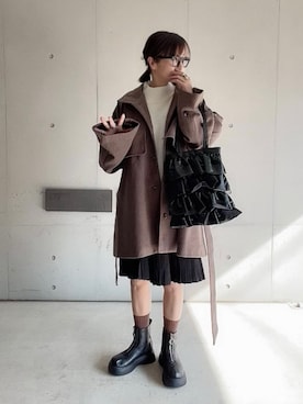 「GEVS.（ジェイヴィス）のアイテム（ワンピース）」を使った、なな☺︎さん（レディース・155cm）の秋コーディネート