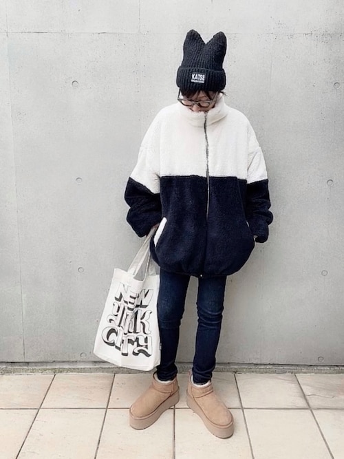 セール】スーパービッグシルエット もこもこボアブルゾン（ブルゾン