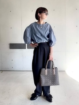 「reca（レカ）のアイテム（スラックス）」を使った、なな☺︎さん（レディース・155cm）の春コーディネート