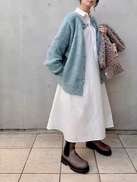 「シンフルコーデ」｜「アイテム（シャツワンピース）」を使った、なな☺︎さん（レディース・155cm）の冬コーディネート