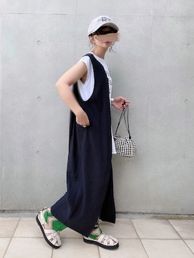 「kbf_ootd」｜「アイテム（キャップ）」を使った、なな☺︎さん（レディース・155cm）の夏コーディネート