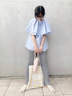 「アイテム（折りたたみ傘、ピンク系）」を使った、なな☺︎さん（レディース・155cm）の春コーディネート