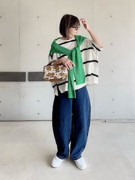 なな☺︎さんの「クルーネック透かし編みメッシュニットトップス」を使ったコーディネート