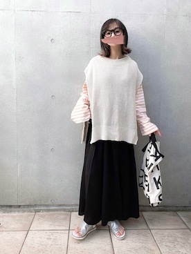 「coca（ANDEX shoes product）（コカ）のアイテム（サンダル）」を使った、なな☺︎さん（レディース・155cm）の春コーディネート