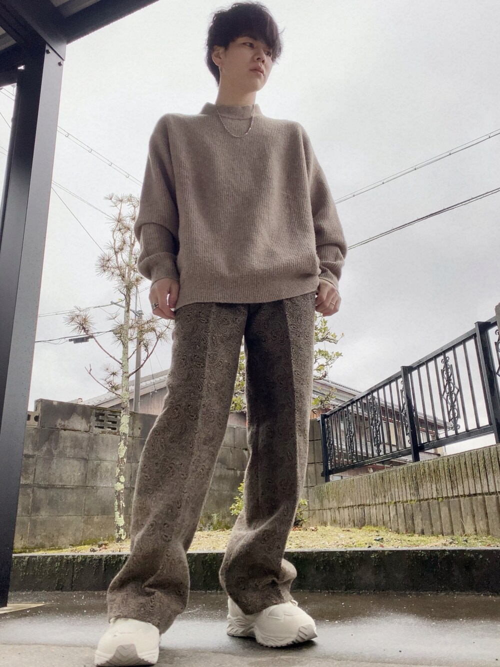nissyさんの「TRIP LE SENS／ジャガードワイドスラックス　2923709（TRIP LE SENS）」を使ったコーディネートの1枚目の写真