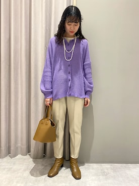 「ボリュームニット」｜「アイテム（アクセサリー）」を使った、ｈｉｉｒｏさん（レディース・163cm）の冬コーディネート