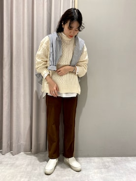 「ケーブルニット」｜「アイテム（腕時計）」を使った、ｈｉｉｒｏさん（レディース・163cm）の冬コーディネート