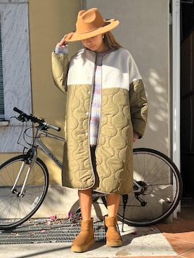 「ムートンブーツ」｜「アイテム（ノーカラーコート）」を使った、anap mimpiさん（レディース・160cm）の冬コーディネート