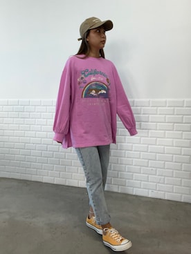 「レトロ」｜「アイテム（キャップ）」を使った、anap mimpiさん（レディース・160cm）の秋コーディネート