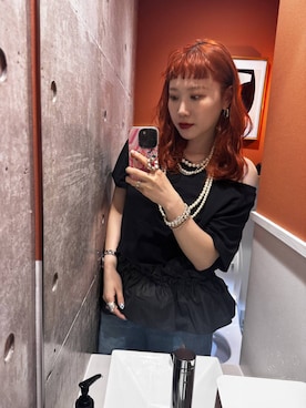 「LOWRYS FARM（ローリーズファーム）のパールタレンネックレス　249411（ネックレス）」を使った、サトムラさん（レディース・164cm・30代）の夏コーディネート