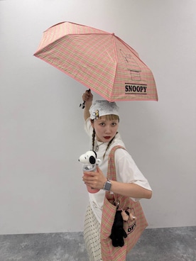 「LOWRYS FARM（ローリーズファーム）のレースバラクラバ 1000292（ストール/ショール、ホワイト系）」を使った、サトムラさん（レディース・163cm）の夏コーディネート