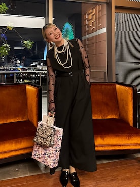 「LOWRYS FARM（ローリーズファーム）のパールタレンネックレス　249411（ネックレス）」を使った、サトムラさん（レディース・164cm）の秋コーディネート