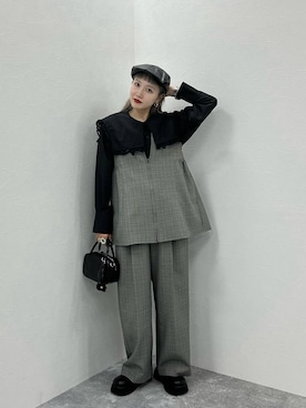 「アイテム（ハンチング/ベレー帽）」を使った、サトムラさん（レディース・164cm・30代）の秋コーディネート