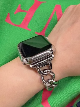 「Me%（ミィパーセント）の【ステンレス】AppleWatchチェーンバンド 326032（デジタル腕時計、シルバー系）」を使った、サトムラさん（レディース・163cm）の夏コーディネート