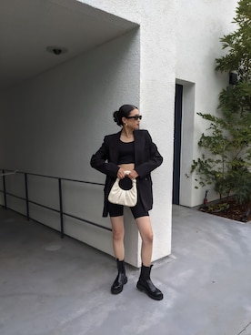 「海外系ファッション」｜「アイテム（ノーカラージャケット）」を使った、mutsumiさん（レディース・163cm）の秋コーディネート