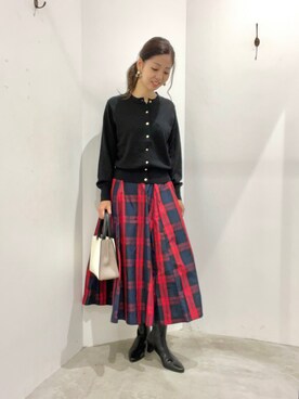 「YECCA VECCA（イェッカヴェッカ）のアイテム（カーディガン/ボレロ）」を使った、Funatto♡さん（レディース・162cm）の秋コーディネート