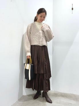 「YECCA VECCA（イェッカヴェッカ）のアイテム（カーディガン/ボレロ）」を使った、Funatto♡さん（レディース・162cm）の秋コーディネート