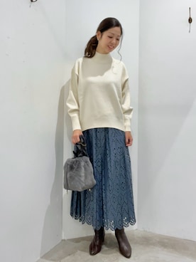 「スカラップ」｜「アイテム（スカート）」を使った、Funatto♡さん（レディース・162cm）の冬コーディネート