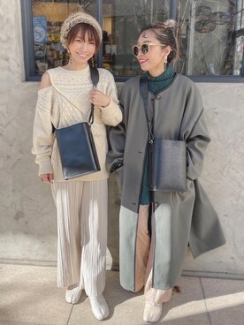「moment+」｜「アイテム（ノーカラーコート）」を使った、みっちゃんさん（レディース・154cm）の冬コーディネート