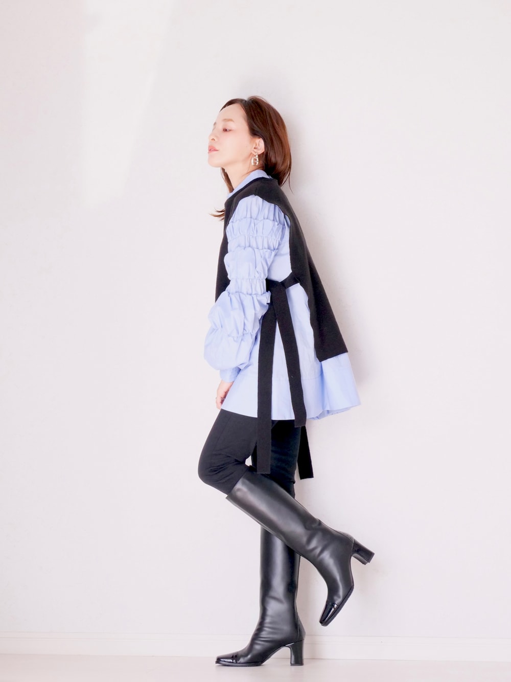 レディース 新品♡LANVIN en bleu ボリュームスリーブプルオーバーブラウス