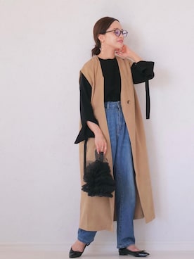 「fifth（フィフス）のアイテム（ベスト）」を使った、田中亜希子さん（レディース・145cm）の秋コーディネート
