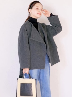 「アイテム（ニット/セーター）」を使った、田中亜希子さん（レディース・145cm）の秋コーディネート