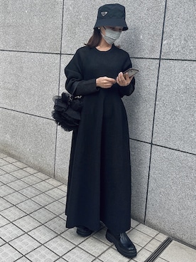 「PRADA（プラダ）のアイテム（帽子）」を使った、田中亜希子さん（レディース・145cm）の秋コーディネート