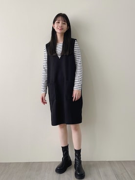 「SUGAR BISKET（シュガービスケット）のアイテム（ジャンパースカート）」を使った、asakoさん（レディース・167cm）の冬コーディネート