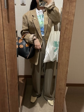 「VINTAGE（ヴィンテージ）のアイテム（Tシャツ/カットソー）」を使った、のんみちさん（レディース・158cm）の秋コーディネート