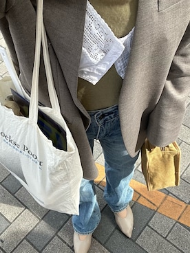 「アイテム（ポーチ）」を使った、のんみちさん（レディース・158cm）の秋コーディネート